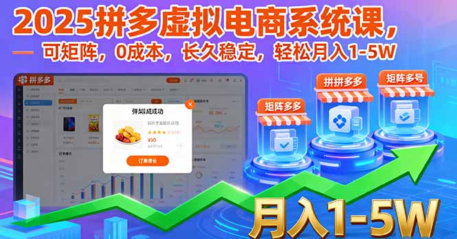 2025拼多多虚拟电商系统课，可矩阵，0成本，长久稳定，轻松月入1-5W-非凡网-资源网-最新项目分享网站