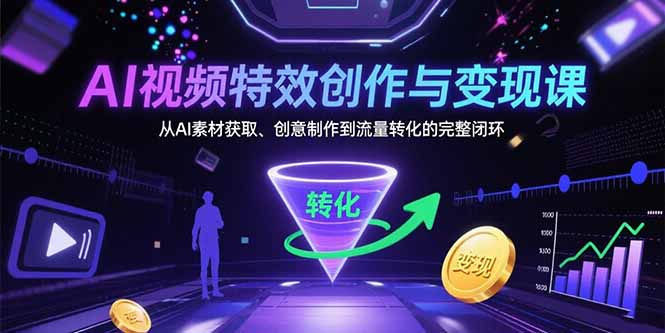 AI视频特效创作与变现课：从AI素材获取、创意制作到流量转化的完整闭环-非凡网-资源网-最新项目分享网站