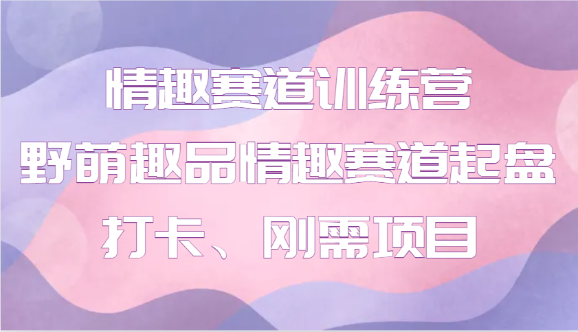 情趣赛道训练营 野萌趣品情趣赛道起盘打卡、刚需项目-非凡网-资源网-最新项目分享网站