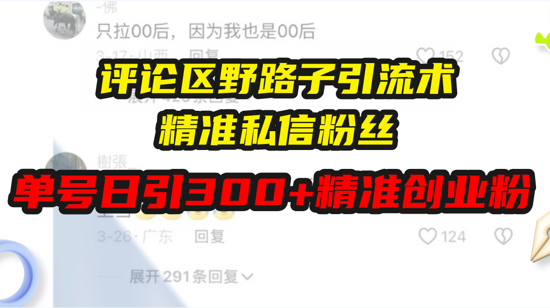 评论区野路子引流术，精准私信粉丝，单号日引流300+精准创业粉-非凡网-资源网-最新项目分享网站