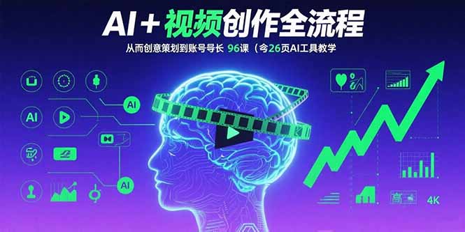 AI+短视频创作全流程：从创意策划到账号增长，96节课(含26项AI工具教学-非凡网-资源网-最新项目分享网站