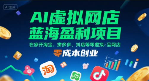 AI虚拟网店蓝海盈利项目，在家开淘宝、拼多多、抖店等虚拟品网店，零成本创业-非凡网-资源网-最新项目分享网站