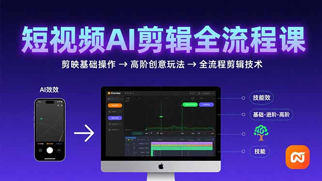 短视频AI剪辑技能，从剪映基础操作到高阶创意玩法，全流程剪辑技术-非凡网-资源网-最新项目分享网站