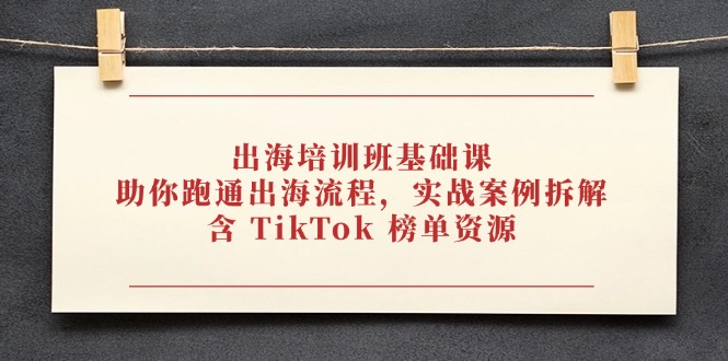 出海培训班基础课，助你跑通出海流程，实战案例拆解，含 TikTok 榜单资源-非凡网-资源网-最新项目分享网站