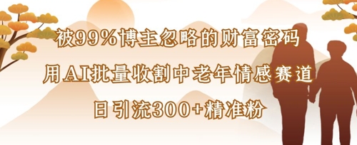 被99%博主忽略的财富密码：用AI批量收割中老年情感赛道，日引流300+精准粉-非凡网-资源网-最新项目分享网站