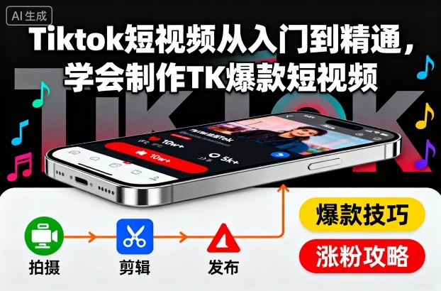 Tiktok短视频从入门到精通，学会制作TK爆款短视频-非凡网-资源网-最新项目分享网站